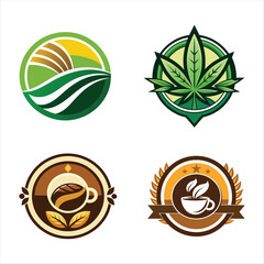 WebAgriculture, Cannabis, Coffee, Tea Logos Circular Designs, Farm, Leaves