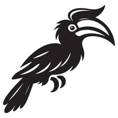 Hornbill Bird Silhouette Vector Illustration for Wildlife and Nature Designs