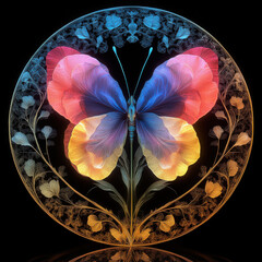 Tulip Flowers with Butterfly - Digital Art