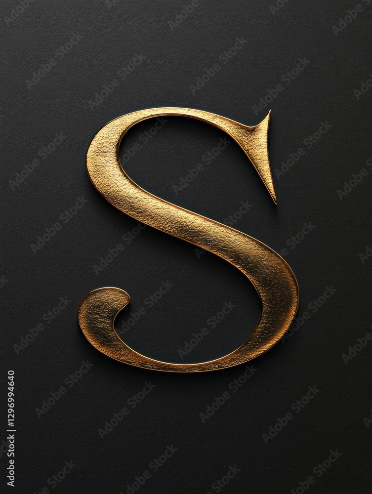 Poster elegant golden letter s on a dark background emphasizing beauty in typography and design. generative