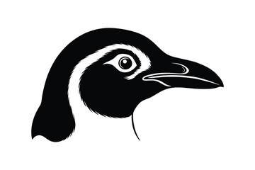 African Penguin Head Silhouette Vector Design