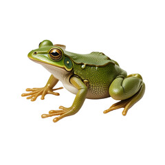 Fototapeta premium PNG Green Frog Realistic Amphibian Close-Up Sitting on White Background