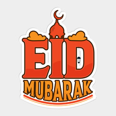 Eid mubarak Islamic background Moon star and mosque . Greeting background for vector illustration, poster and banner.