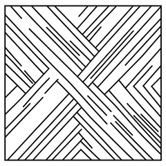 Abstract linear pattern featuring intersecting lines on a white background.