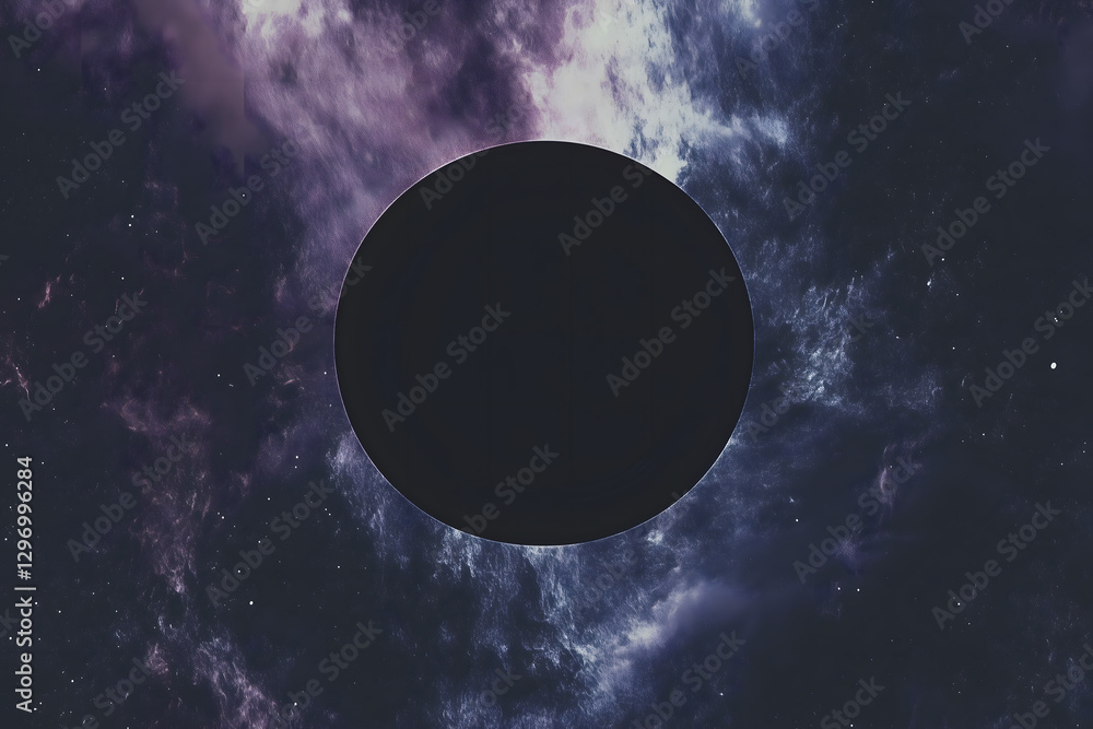 Poster celestial enigma: an abstract representation of a cosmic body, such as a planet or black hole, float