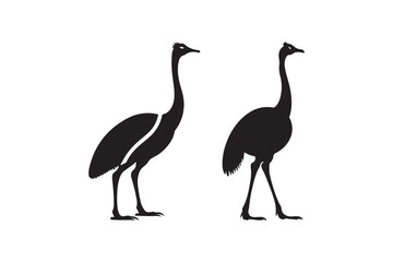Minimalist Emu Bird Silhouette Vector Illustration for Logo and Design
