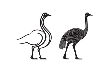 Fototapeta premium Minimalist Emu Bird Silhouette Vector Illustration for Logo and Design
