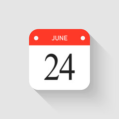 Vector icon page day calendar - 24 June month