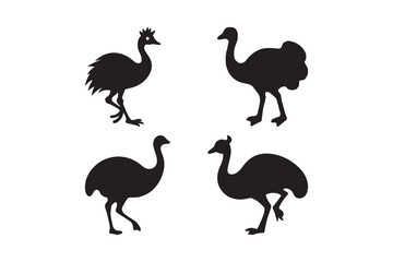 Minimalist Emu Bird Silhouette Vector Illustration for Logo and Design