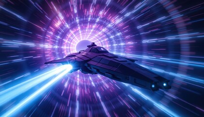  Space Station Orbiting Earth with a Spacecraft Approaching in Outer Space