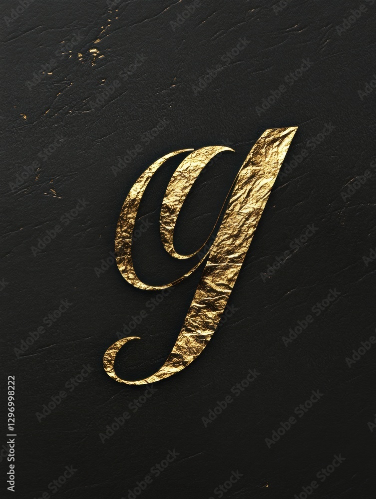Poster elegant gold letter on a dark textured background for sophisticated branding and design inspiration.