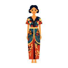 An Illustration Of A Woman Wearing A Floral Patterned Dress