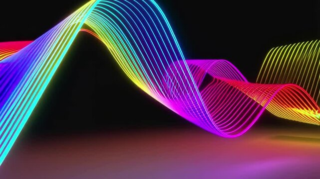 Vibrant Rainbow Wave of Translucent Lines 