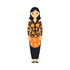 Illustration Depicts A Woman Wearing Traditional Floral Patterned Clothing