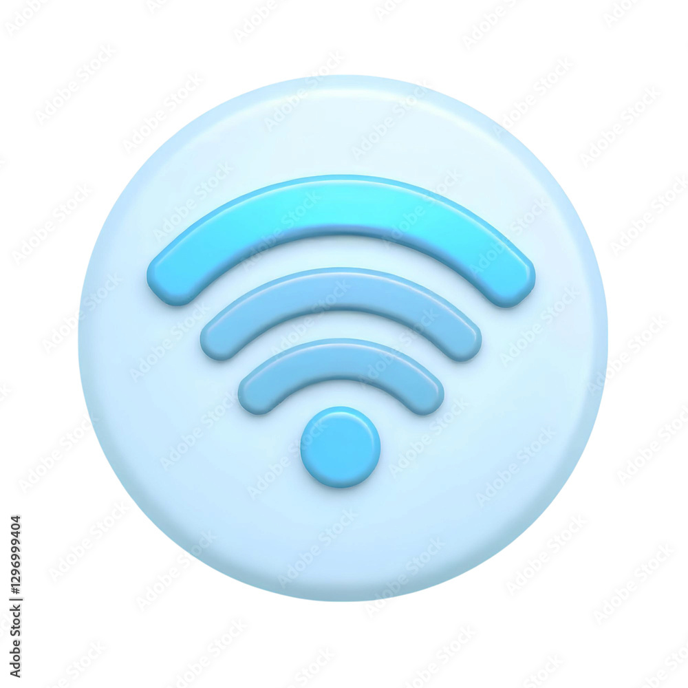 Poster 3d blue circular wifi icon with a glowing effect and modern design high quality png isolated on tran