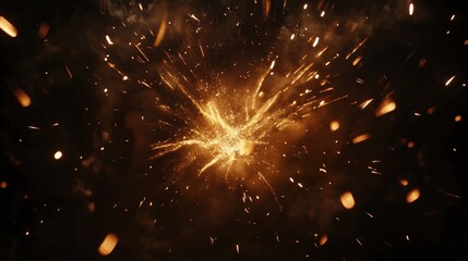 Obraz premium Dramatic Fireworks Explosion with Bokeh Effects Against Dark Background