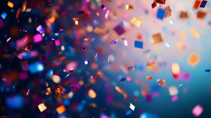 Celebration and colorful confetti party. Blur abstract background