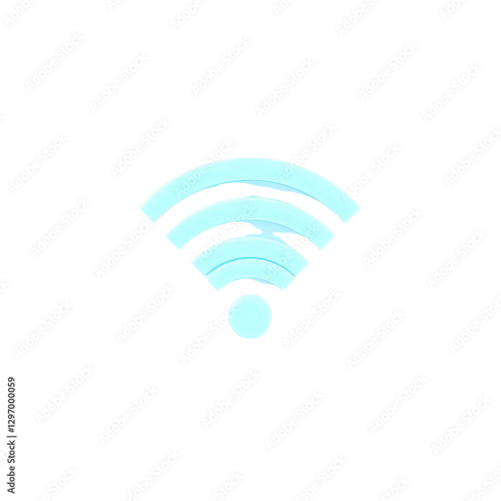 Poster 3d blue and white wireless signal icon with a gradient effect high quality png isolated on transpare