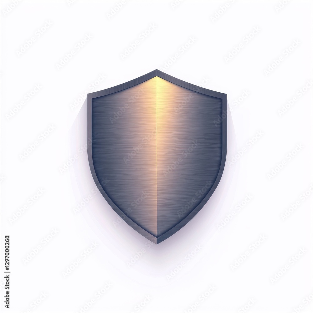 Poster metallic shield icon with a sleek design and gradient lighting effect.