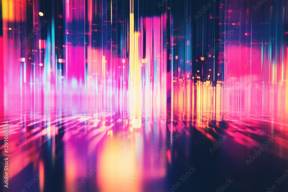 Aufkleber Vibrant light streaks create an abstract and immersive environment with colorful hues in a digital space. Generative AI