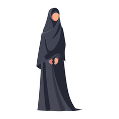 Naklejka premium A Standing Person Wearing A Long Black Garment Of Modest Clothing