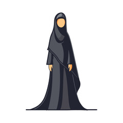 Naklejka premium A Stylized Illustration Depicting A Woman Wearing Modest Attire