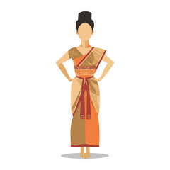 An Illustration Of A Woman In Traditional Attire And Pose