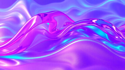 Naklejka premium Abstract 3d shiny plastic waves with purple and blue textures, lustrous liquid wavy background with dynamic illumination 