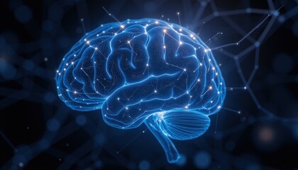  Brain with Luminous Neural Pathways and Synaptic Activity