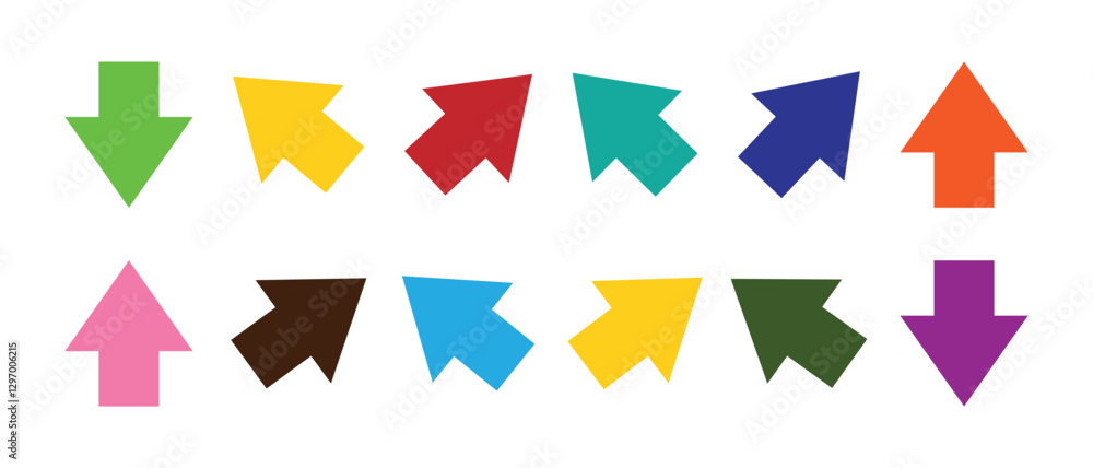 Poster arrow vector, icon set. short arrows left and right, up and down colourful silhouette symbol web des