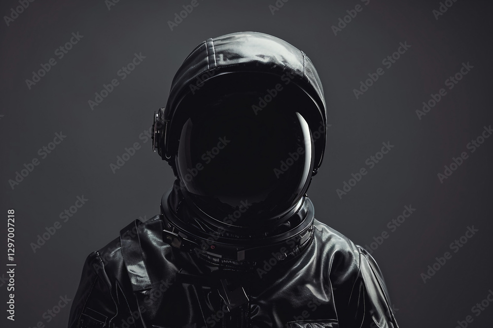 Poster image of cosmonaut in a protective spacesuit made generative ai technology on dark background