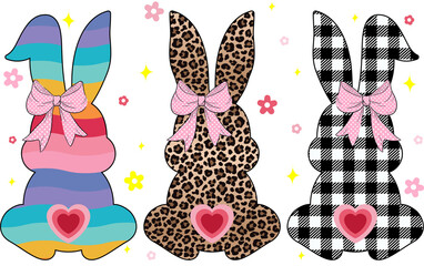 Easter Bunny Trio - Cute Pastel, Leopard, and Plaid Bunnies