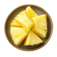 Freshly Cut Pineapple Slices on a Round Plate Displayed Neatly