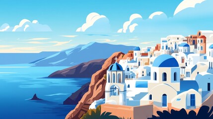 Obraz premium Stunning Aegean Island Village Landscape