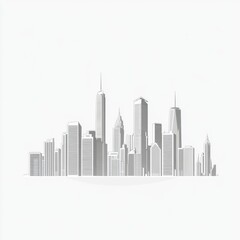 Fototapeta premium Stylized skyline illustration showcasing tall buildings in a monochromatic color scheme.