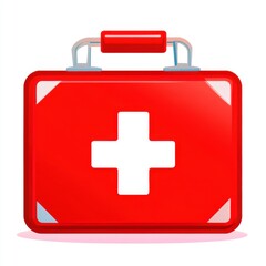 Obraz premium A bright red first aid kit with a white cross symbol, symbolizing health and safety.