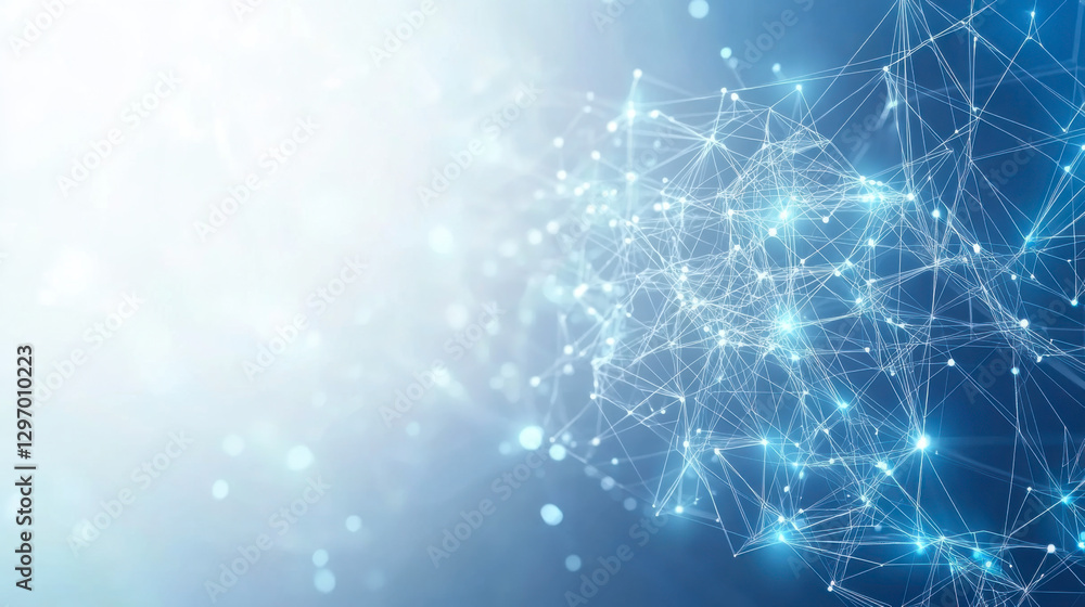 Aufkleber digital network connections glow brightly against a serene blue background showcasing technology and