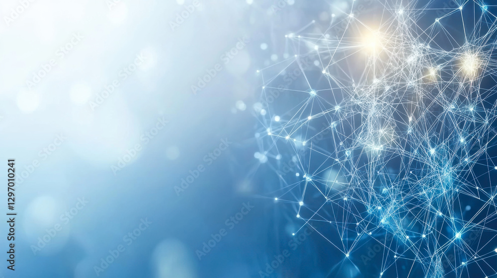 Aufkleber digital network connections glow brightly against a serene blue background showcasing technology and