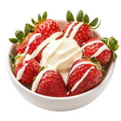 Fresh Strawberries with Cream in a Bowl for Dessert Delight