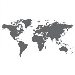 Obraz premium A minimalist grey world map on a white background, highlighting global geography with a modern design.
