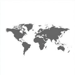 Fototapeta premium Stylized gray world map silhouette on a clean white background, ideal for educational contexts.