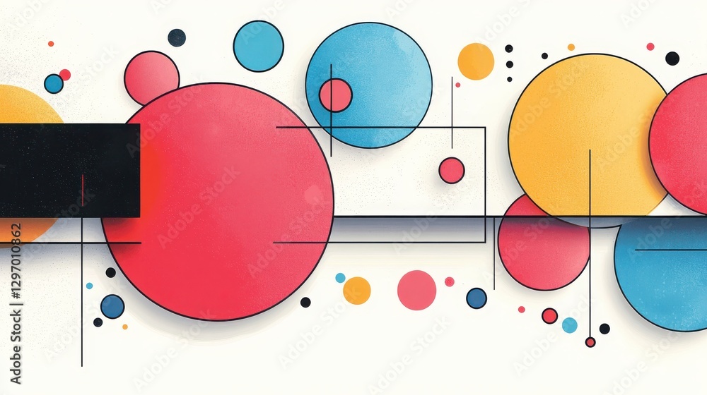 Poster colorful abstract design with circles and geometric shapes created on a white background in a modern