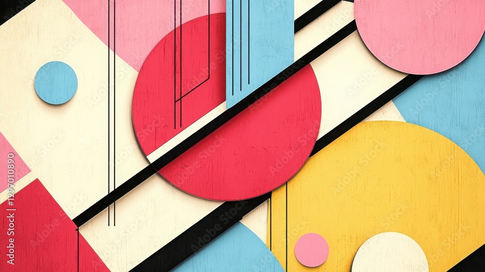 Aufkleber dynamic composition of geometric shapes in vibrant colors creating a modern abstract art piece in a 