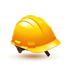 Fototapeta premium A bright yellow hard hat resting on a white surface, symbolizing safety in construction.