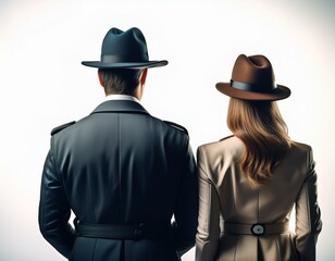 Mysterious Detective Couple Seen from Behind &ndash; Noir Aesthetic