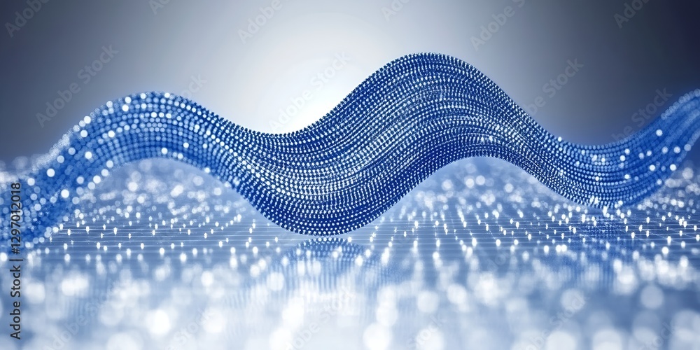 Aufkleber abstract blue wave digital data flow network technology background