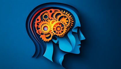Obraz premium Conceptual artwork displays a mechanical brain inside a human head