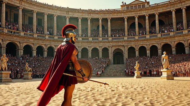 In the Ancient Arena, a Gladiator fights valiantly for ultimate glory