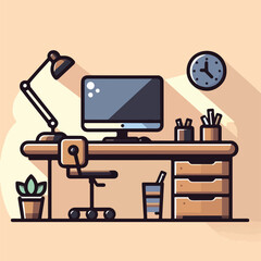 vector image of a neat computer desk