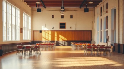 An outdated community hall being transformed into a vibrant event space with modern amenities